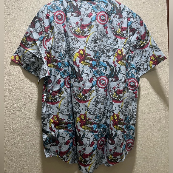 Marvel Button Up Down Shirt Reverse Print Hulk Spiderman Ironman Thor XLarge NWT - Picture 3 of 4